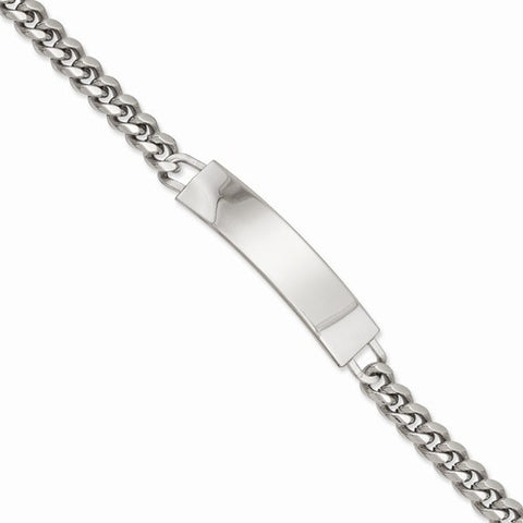 Rhodium-Plated Large Polished Id Bracelet