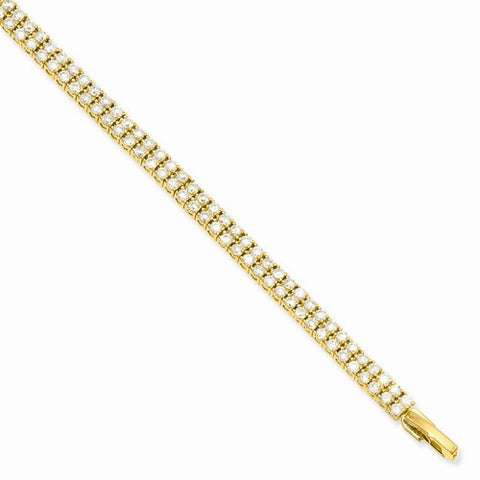 Gold Plated Double Row Cz Tennis Bracelet