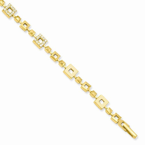 Gold Plated Squares Cz Bracelet