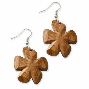 Silver-tone Hamba Wood 1.75in Dangle Earrings