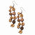 Silver-tone Brown Purple Hamba Wood Sequin 3in Dangle Earrings