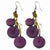 Silver-tone Purple Hamba Wood, Acrylic Bead Sequin 3.25in Earrings