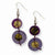 Silver-tone Purple Hamba Wood Brown Sequin 2.25in Dangle Earrings