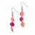 Silver-tone Pink Hamba Wood 1.5in Dangle Earrings