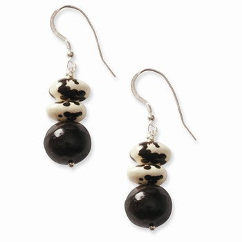 Sterling Silver Black Cow Bean Jojoba Seed Simple Earrings