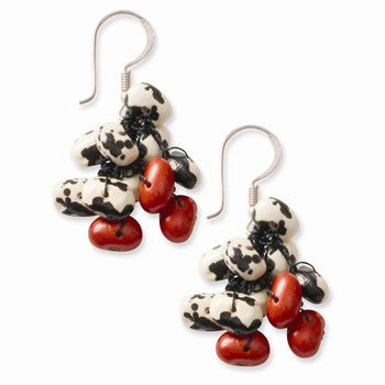 Sterling Silver Black Cow Bean Colorin Bean Spongie Earrings