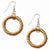 Silver-tone Carmel Ribbon Rattan Circle 2.25in Dangle Earrings