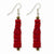 Silver-tone Red Coconut Acrylic Bead Graduated Bead Earrings