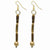 Gold-tone White Wood Aster Enameled Dangle Earrings