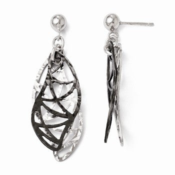 Sterling Silver Ruthenium-plated Post Dangle Earrings