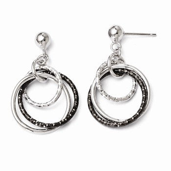 Sterling Silver Ruthenium-plated Post Dangle Earrings