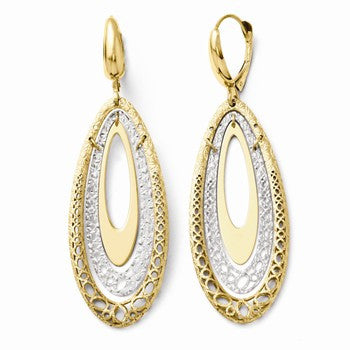 14k Two-tone Fancy Leverback Earrings