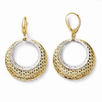 14k Two-tone Fancy Leverback Earrings