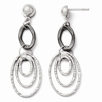 14k White Gold w/ Black Rhodium Post Dangle Earrings