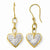 14k Two-tone Polished Diamond-cut Heart Shepherd Hook Earrings