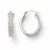 14k White Gold Fancy Glitter Infused Oval Hoop Earrings