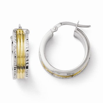 14k White Gold w/ Yellow Rhodium Hoop Earrings