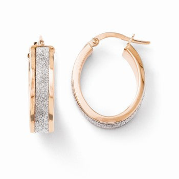 14k Yellow Gold & Rose Gold-plated Fancy Glitter Infused Hoop Earrings