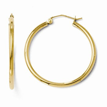 14k Yellow Gold 2mm Polished Hoop Earrings