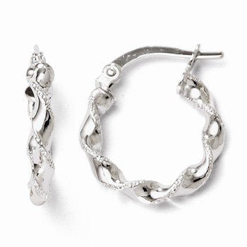 14k White Gold Twisted Hoop Earrings