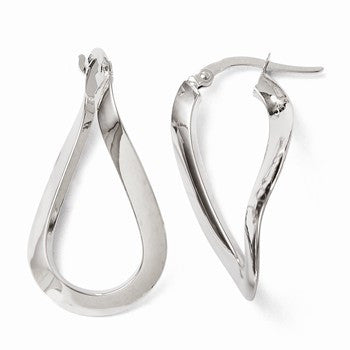 14k White Gold Polished Hoop Earrings