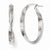 14k White Gold Polished & Textured Oval Hoop Earrings