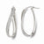 14k White Gold Polished Glitter Infused Oval Hoop Earrings