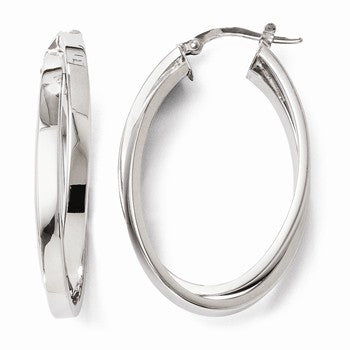 14k White Gold Polished Double Oval Hoop Earrings