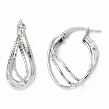 14k White Gold Polished Twist Hoop Earrings