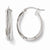 14k White Gold Polished Glitter Infused Oval Hoop Earrings