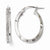 14k White Gold Polished Glitter Infused Oval Hoop Earrings