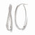 14k White Gold Polished Glitter Infused Oval Hoop Earrings