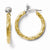 14k Two-tone Polished, Textured & Diamond-cut Hoop Earrings