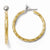 14k Two-tone Polished, Textured & Diamond-cut Hoop Earrings