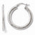 14k White Gold Polished Textured Tube Hoop Earrings