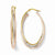 14k Tri-color Polished & Textured Oval Hoop Earrings