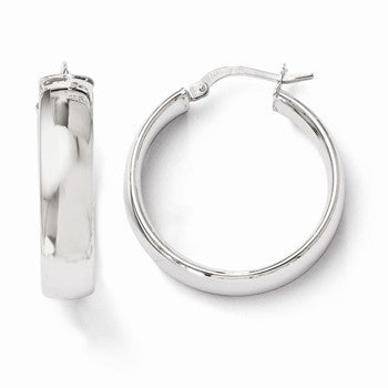 14k White Gold Polished Hoop Earrings