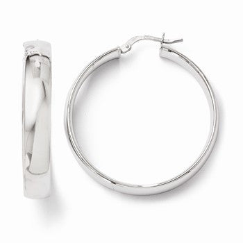 14k White Gold Polished Hoop Earrings