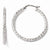 14k White Gold Polished & Textured Hoop Earrings