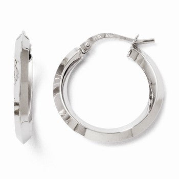 14k White Gold Polished Hoop Earrings