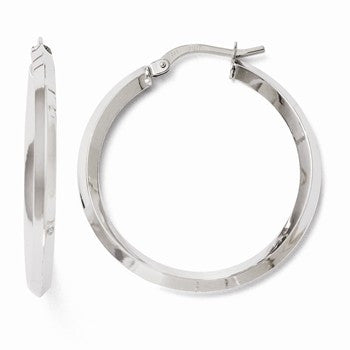 14k White Gold Polished Hoop Earrings