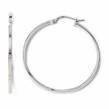 14k White Gold Polished Hoop Earrings