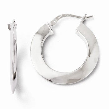 14k White Gold Polished Hoop Earrings