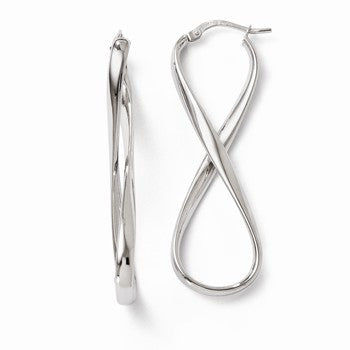 14k White Gold Polished Infinity Hoop Earrings