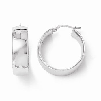 14k White Gold Polished Hoop Earrings