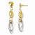 14k Two-tone Polished & Textured Post Dangle Earrings