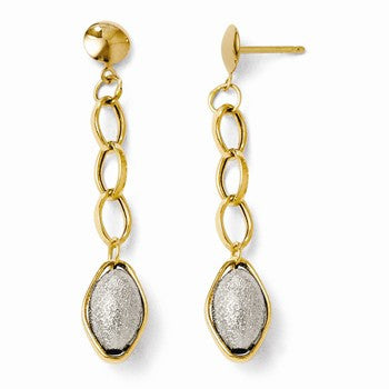 14k Two-tone Polished & Textured Dangle Post Earrings