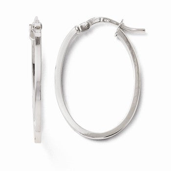 14k White Gold Polished Oval Hoop Earrings