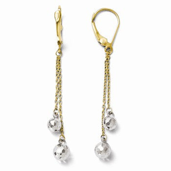 14k Two-tone Polished Dangle Leverback Earrings