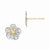 White Rhodium Plated 14k Yellow Gold Polished & Diamond-cut Post Earrings